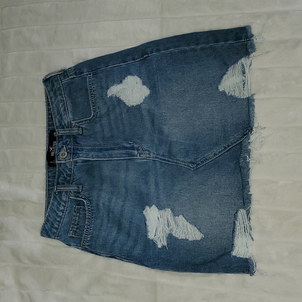Ripped high-waisted jean skirt